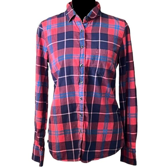 J.Crew - Red/Navy Plaid Perfect Fit Button-Up - Size XXS - For a good cause! - Picture 1 of 6